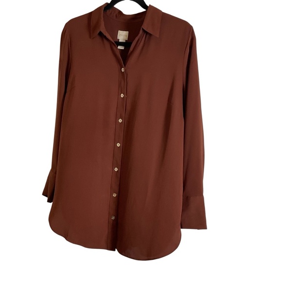 Chico's women's long-sleeved brown blouse size 1 - Picture 10 of 10